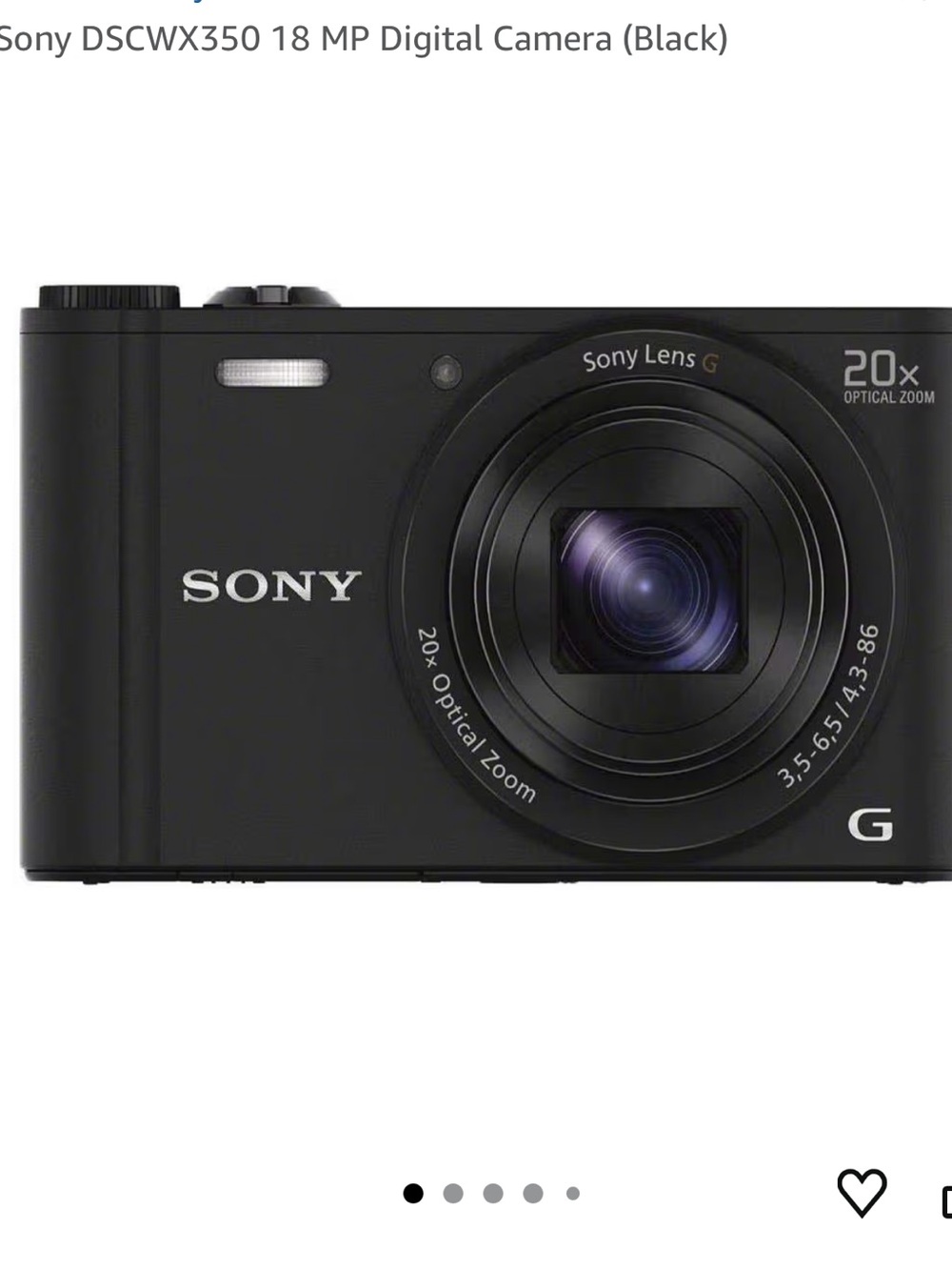 Sony DSC WX350 Cyber shot Black Compact Digital Camera with 20x Optical G Lens